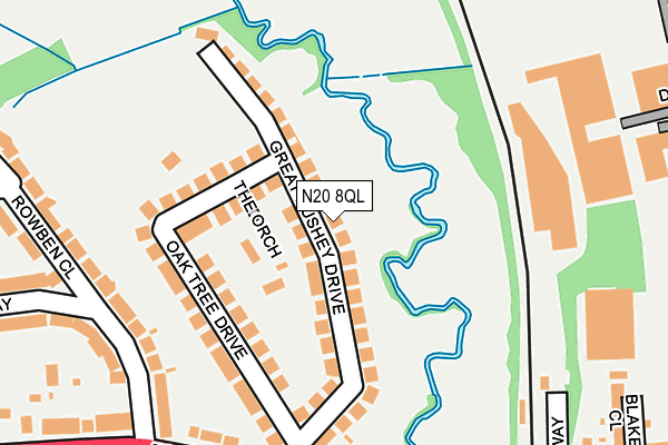 N20 8QL map - OS OpenMap – Local (Ordnance Survey)