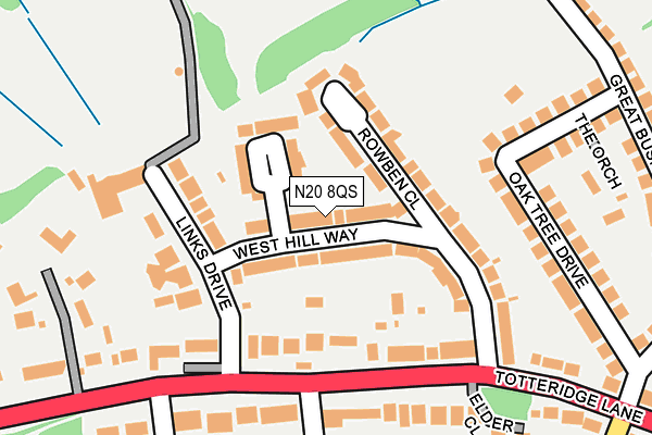 N20 8QS map - OS OpenMap – Local (Ordnance Survey)