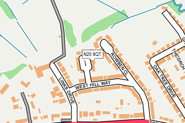 N20 8QT map - OS OpenMap – Local (Ordnance Survey)