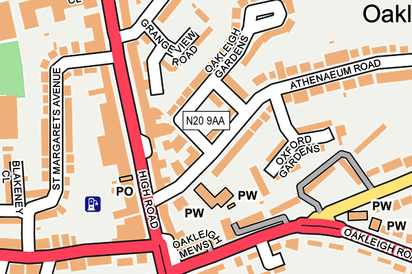 N20 9AA map - OS OpenMap – Local (Ordnance Survey)