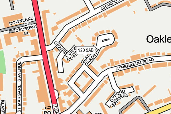 N20 9AB map - OS OpenMap – Local (Ordnance Survey)