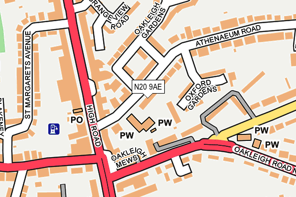 N20 9AE map - OS OpenMap – Local (Ordnance Survey)