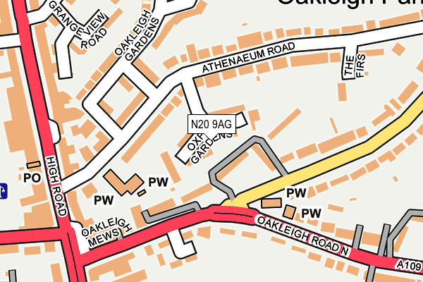 N20 9AG map - OS OpenMap – Local (Ordnance Survey)