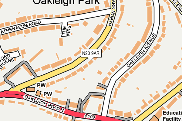 N20 9AR map - OS OpenMap – Local (Ordnance Survey)