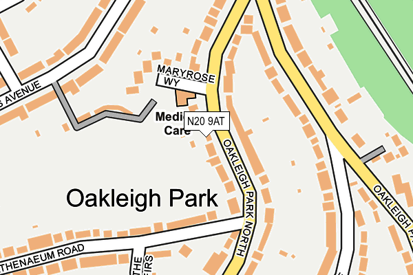 N20 9AT map - OS OpenMap – Local (Ordnance Survey)