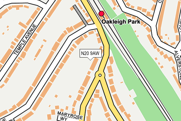 N20 9AW map - OS OpenMap – Local (Ordnance Survey)