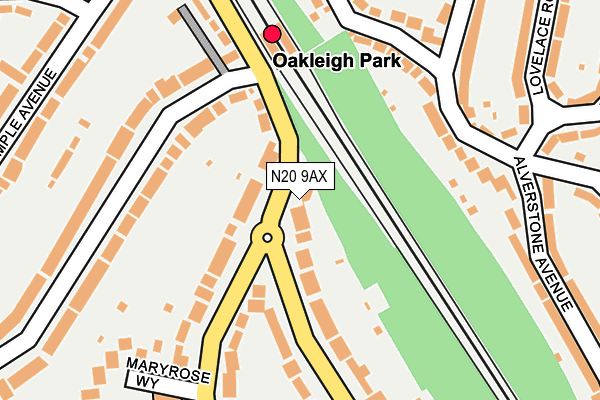 N20 9AX map - OS OpenMap – Local (Ordnance Survey)