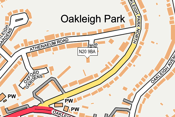 N20 9BA map - OS OpenMap – Local (Ordnance Survey)