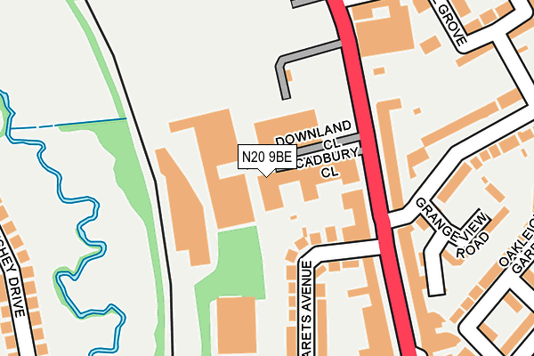 N20 9BE map - OS OpenMap – Local (Ordnance Survey)