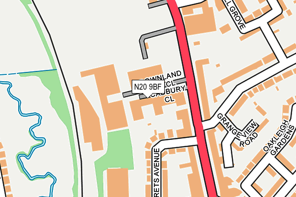 N20 9BF map - OS OpenMap – Local (Ordnance Survey)