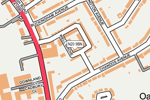 N20 9BN map - OS OpenMap – Local (Ordnance Survey)