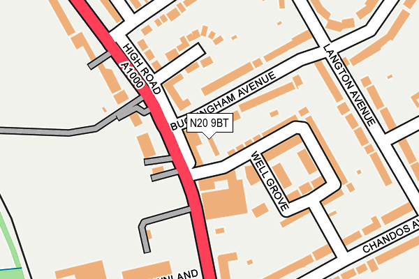 N20 9BT map - OS OpenMap – Local (Ordnance Survey)