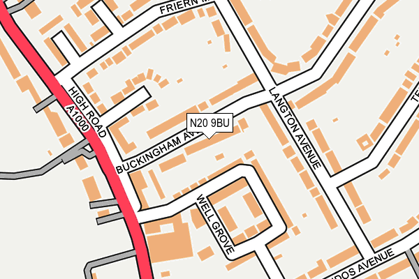 N20 9BU map - OS OpenMap – Local (Ordnance Survey)