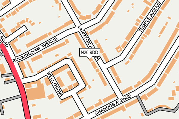 N20 9DD map - OS OpenMap – Local (Ordnance Survey)