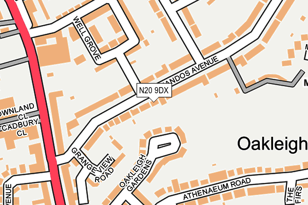 N20 9DX map - OS OpenMap – Local (Ordnance Survey)