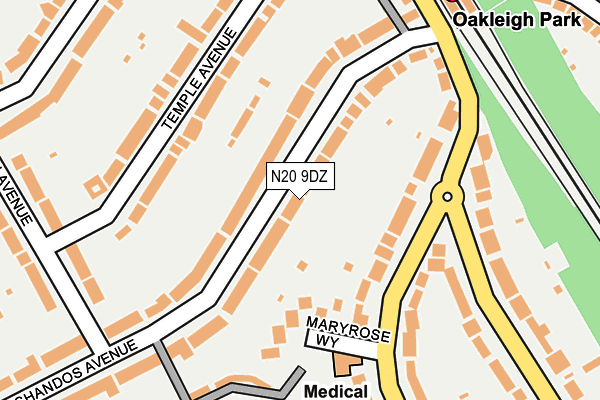 N20 9DZ map - OS OpenMap – Local (Ordnance Survey)
