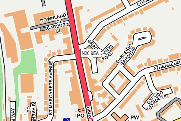 N20 9EA map - OS OpenMap – Local (Ordnance Survey)
