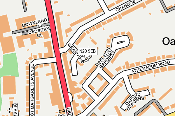 N20 9EB map - OS OpenMap – Local (Ordnance Survey)