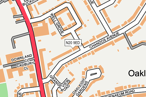 N20 9ED map - OS OpenMap – Local (Ordnance Survey)