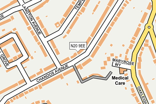 N20 9EE map - OS OpenMap – Local (Ordnance Survey)