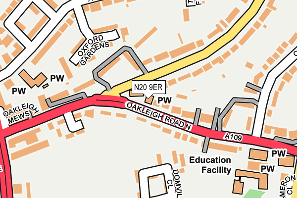 N20 9ER map - OS OpenMap – Local (Ordnance Survey)