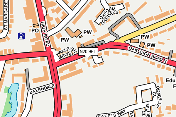 N20 9ET map - OS OpenMap – Local (Ordnance Survey)