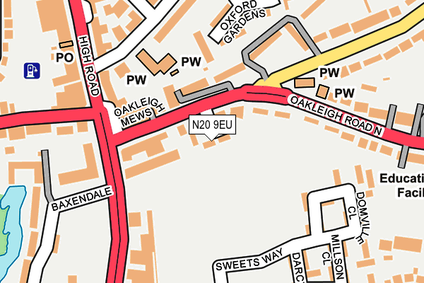 N20 9EU map - OS OpenMap – Local (Ordnance Survey)