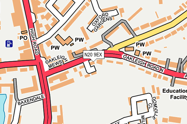 N20 9EX map - OS OpenMap – Local (Ordnance Survey)