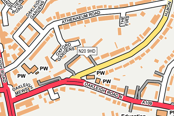 N20 9HD map - OS OpenMap – Local (Ordnance Survey)