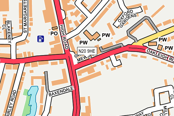 N20 9HE map - OS OpenMap – Local (Ordnance Survey)