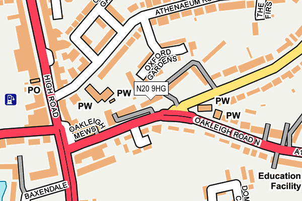 N20 9HG map - OS OpenMap – Local (Ordnance Survey)