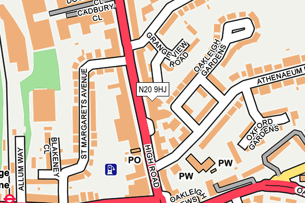 N20 9HJ map - OS OpenMap – Local (Ordnance Survey)