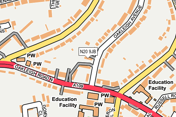 N20 9JB map - OS OpenMap – Local (Ordnance Survey)