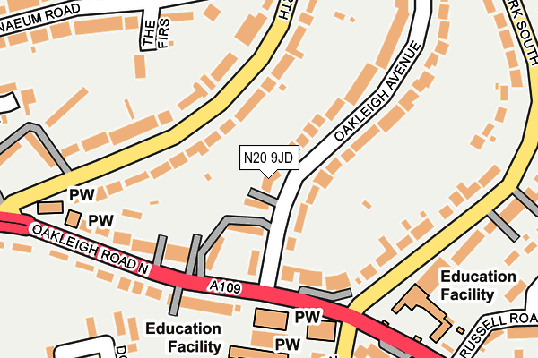 N20 9JD map - OS OpenMap – Local (Ordnance Survey)