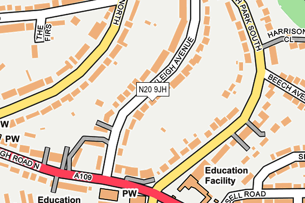 N20 9JH map - OS OpenMap – Local (Ordnance Survey)