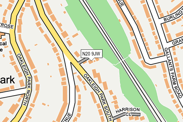 N20 9JW map - OS OpenMap – Local (Ordnance Survey)