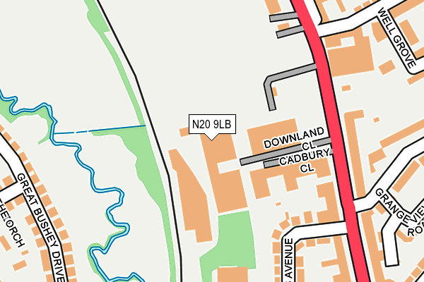 N20 9LB map - OS OpenMap – Local (Ordnance Survey)