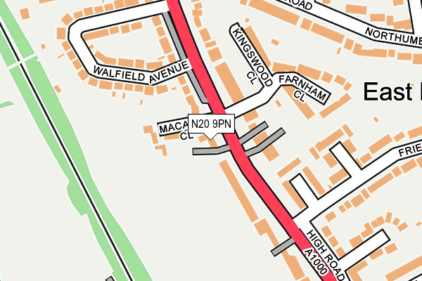 N20 9PN map - OS OpenMap – Local (Ordnance Survey)