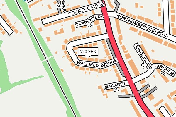 N20 9PR map - OS OpenMap – Local (Ordnance Survey)