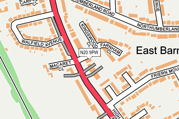 N20 9PW map - OS OpenMap – Local (Ordnance Survey)