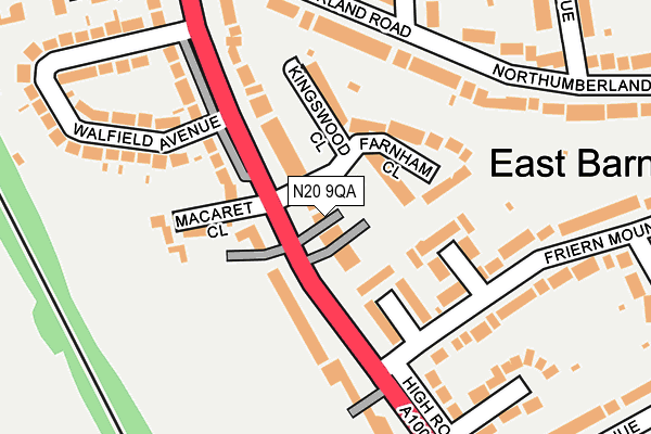 N20 9QA map - OS OpenMap – Local (Ordnance Survey)