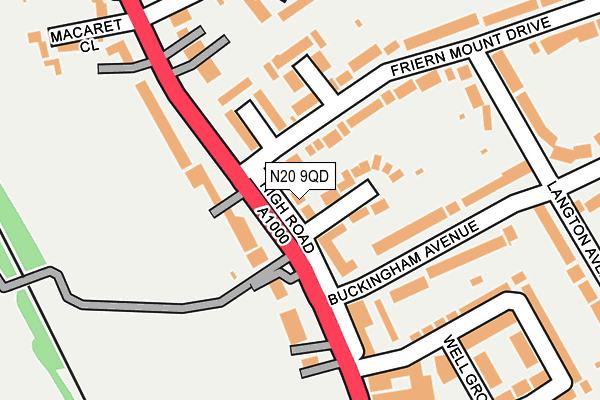 N20 9QD map - OS OpenMap – Local (Ordnance Survey)