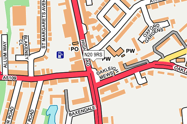 N20 9RS map - OS OpenMap – Local (Ordnance Survey)