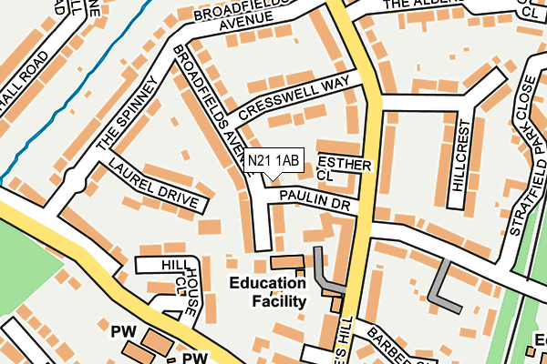 N21 1AB map - OS OpenMap – Local (Ordnance Survey)