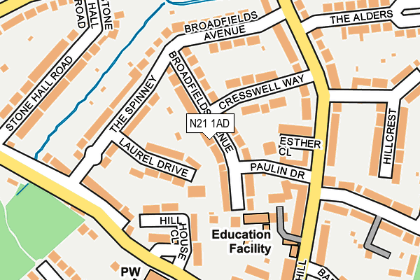 N21 1AD map - OS OpenMap – Local (Ordnance Survey)