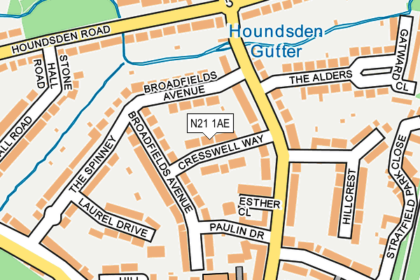 N21 1AE map - OS OpenMap – Local (Ordnance Survey)