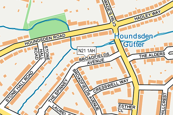 N21 1AH map - OS OpenMap – Local (Ordnance Survey)