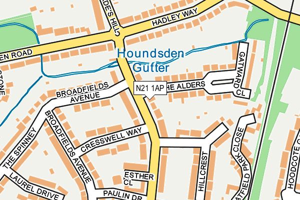 N21 1AP map - OS OpenMap – Local (Ordnance Survey)