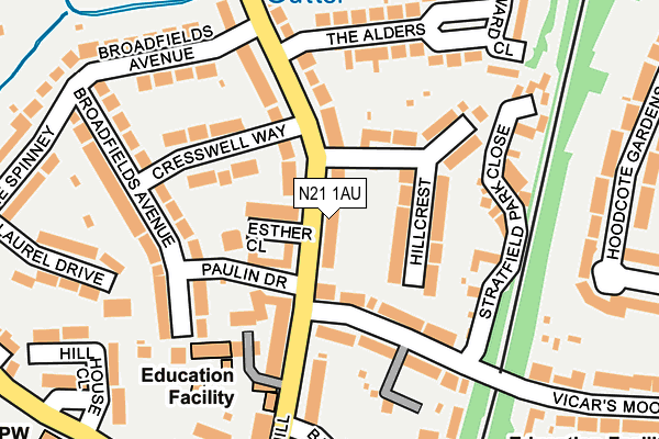 N21 1AU map - OS OpenMap – Local (Ordnance Survey)