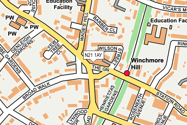 N21 1AY map - OS OpenMap – Local (Ordnance Survey)